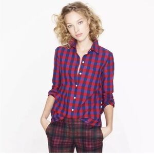 J Crew red & blue Flannel Shirt size L